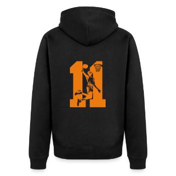 NUMMER 11 BASKETBALL 11. GEBURTSTAG - Unisex Premium Bio Zip Hoodie - Schwarz - Hinten - Nico (187cm)