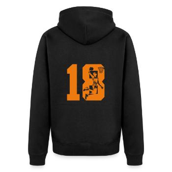 NUMÉRO 18 BASKETBALL 18E ANNIVERSAIRE - Veste à capuche bio Premium Unisexe - noir - Dos - Nico (187cm)