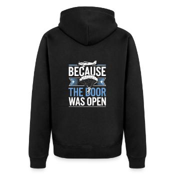 Because the door was open | Skydiving - Unisex Premium Organic Zip Hoodie - black - Back - Nico (187cm)