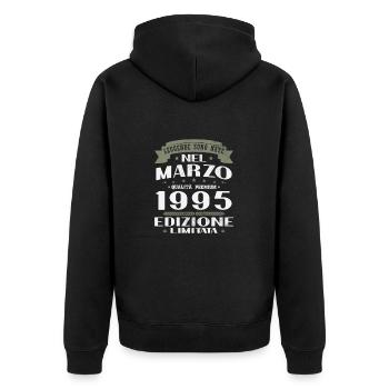March 1995 Vintage Birthday Gift - Unisex Premium Organic Zip Hoodie - black - Back - Nico (187cm)