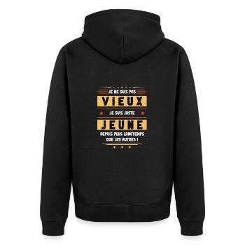 Pas vieux, juste jeune depuis plus longtemps - Veste à capuche bio Premium Unisexe - noir - Dos - Nico (187cm)