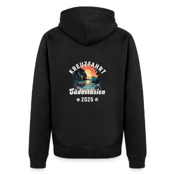 Kreuzfahrt Südostasien 2025 - Unisex Premium Bio Zip Hoodie - Schwarz - Hinten - Nico (187cm)