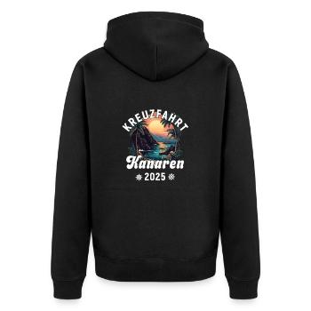 Kreuzfahrt Kanaren 2025 - Unisex Premium Bio Zip Hoodie - Schwarz - Hinten - Nico (187cm)