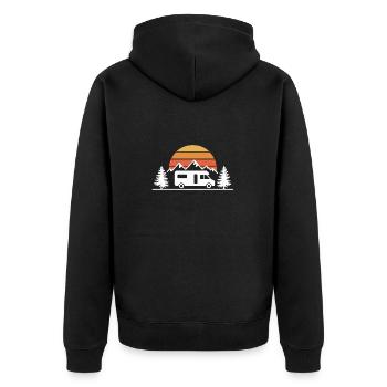 Camping Urlaub Wohnwagen Abenteuer Berge Natur - Unisex Premium Bio Zip Hoodie - Schwarz - Hinten - Nico (187cm)