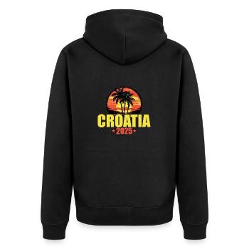Croatie 2025 Vacances Palmiers Coloré - Veste à capuche bio Premium Unisexe - noir - Dos - Nico (187cm)