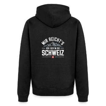 Schweiz Grüezi Berndeutsch Schweizer Flagge Swiss - Unisex Premium Bio Zip Hoodie - Schwarz - Hinten - Nico (187cm)