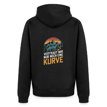 Nur noch eine Kurve Wanderguide Wandern Lehrer - Unisex Premium Bio Zip Hoodie - Schwarz - Hinten - Nico (187cm)