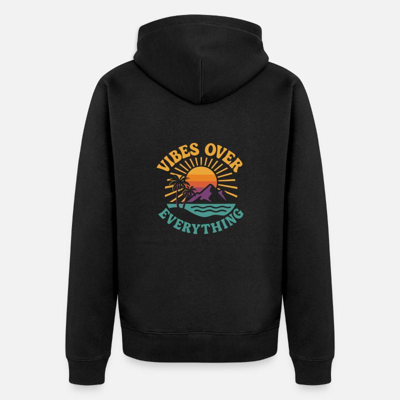 Vibes Over Everything - Unisex Premium Bio Zip Hoodie - Schwarz