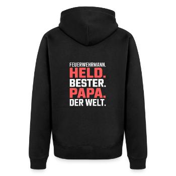 Firefighter Hero Best Dad World Firefighter Dad - Unisex Premium Organic Zip Hoodie - black - Back - Nico (187cm)