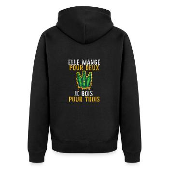Futur papa humour bière - Veste à capuche bio Premium Unisexe - noir - Dos - Nico (187cm)