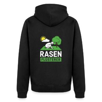Rasenlüsterer Gärtner Gras streicheln Rasen lustig - Unisex Premium Bio Zip Hoodie - Schwarz - Hinten - Nico (187cm)