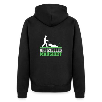 Official Mower Shirt Man Lawn Mower Lawn Grass - Unisex Premium Organic Zip Hoodie - black - Back - Nico (187cm)