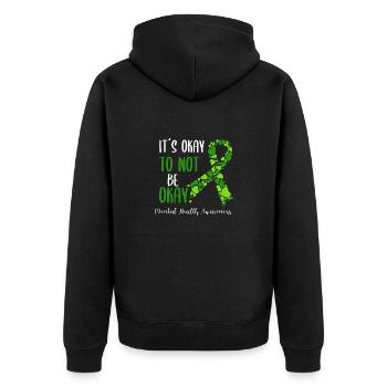 Mentale Gesundheit fördern Mental Health - Unisex Premium Bio Zip Hoodie - Schwarz - Hinten - Nico (187cm)