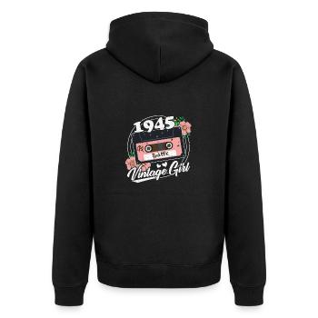 80 Jahre Vintage Frauen 1945 Geburtstag - Unisex Premium Bio Zip Hoodie - Schwarz - Hinten - Nico (187cm)