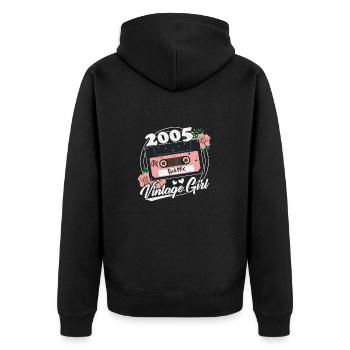 20 ans Vintage Femmes 2005 Anniversaire - Veste à capuche bio Premium Unisexe - noir - Dos - Nico (187cm)