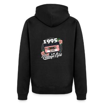 1995 Jubiläum 30 Jahre Retro Damen - Unisex Premium Bio Zip Hoodie - Schwarz - Hinten - Nico (187cm)