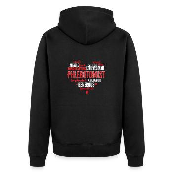 Phlebotomy Blood Draw Blood Nurse - Unisex Premium Organic Zip Hoodie - black - Back - Nico (187cm)