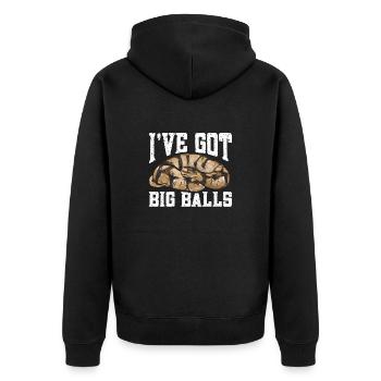 Ball Python Snake King Python - Unisex Premium Organic Zip Hoodie - black - Back - Nico (187cm)