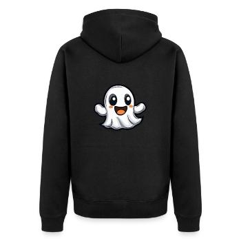 Geist Halloween Niedlich Comic - Unisex Premium Bio Zip Hoodie - Schwarz - Hinten - Nico (187cm)