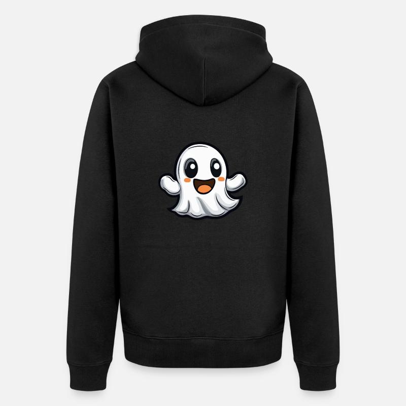 Geist Halloween Niedlich Comic - Unisex Premium Bio Zip Hoodie - Schwarz
