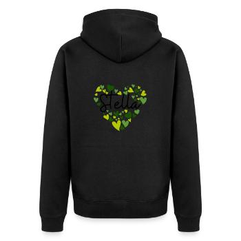 J’adore les cœurs Stella en vert - Veste à capuche bio Premium Unisexe - noir - Dos - Nico (187cm)