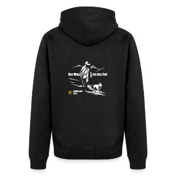 Der Weg ist das Ziel - Camino 2025 - Jakobsweg - Unisex Premium Bio Zip Hoodie - Schwarz - Hinten - Nico (187cm)