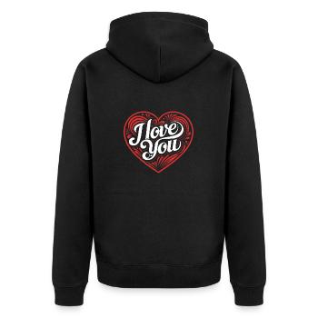 I love You - Valentine' Day - Liebe - Geschenk - Unisex Premium Bio Zip Hoodie - Schwarz - Hinten - Nico (187cm)