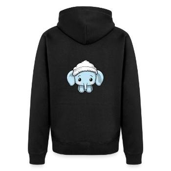 Elephant Winter Animal Baby Comic - Unisex Premium Organic Zip Hoodie - black - Back - Nico (187cm)