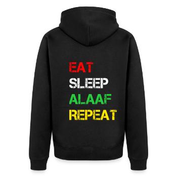 Eat Sleep Alaaf Repeat | Karneval Köln Feiern - Unisex Premium Bio Zip Hoodie - Schwarz - Hinten - Nico (187cm)