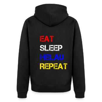 Eat Sleep Helau Repeat | Celebrate Carnival Mainz - Unisex Premium Organic Zip Hoodie - black - Back - Nico (187cm)