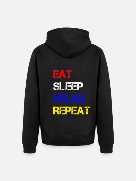 Eat Sleep Helau Repeat | Fastnacht Mainz Feiern - Unisex Premium Bio Zip Hoodie - Schwarz