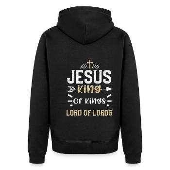 Jésus Roi Des Rois Seigneur Des Seigneurs - Veste à capuche bio Premium Unisexe - noir - Dos - Nico (187cm)