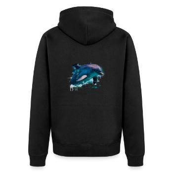 dauphin, créature marine, mammifère, dauphins - Veste à capuche bio Premium Unisexe - noir - Dos - Nico (187cm)