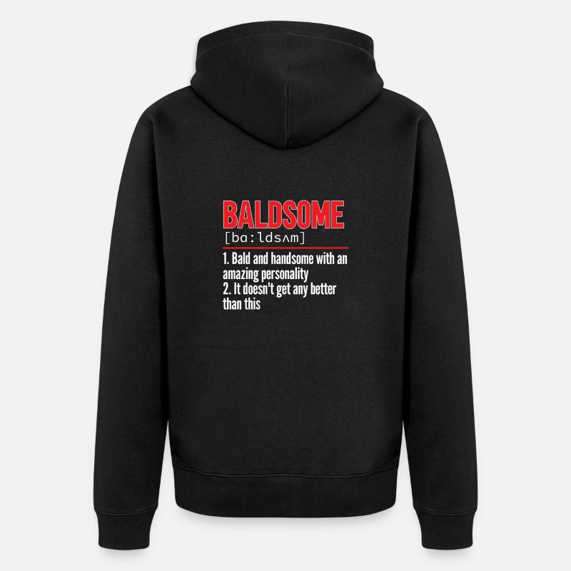 Glatze Kahlköpfigkeit Bart Glatzkopf - Unisex Premium Bio Zip Hoodie - Schwarz