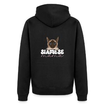 Siamkatze - Unisex Premium Bio Zip Hoodie - Schwarz - Hinten - Nico (187cm)