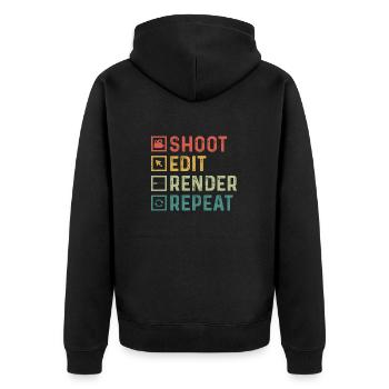 Video Editor Filmemacher Videofilmer - Unisex Premium Bio Zip Hoodie - Schwarz - Hinten - Nico (187cm)