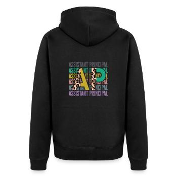 Deputy Principal - Unisex Premium Organic Zip Hoodie - black - Back - Nico (187cm)