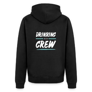Drinking Crew - Unisex Premium Bio Zip Hoodie - Schwarz - Hinten - Nico (187cm)