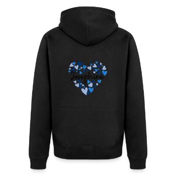 Josephine Name Design with Heart-Shaped blue Heart - Unisex Premium Organic Zip Hoodie - black - Back - Nico (187cm)