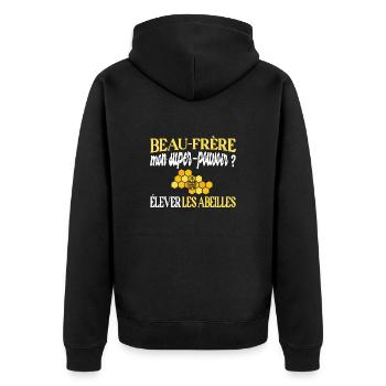 Beau-frère t-shirt apiculteur abeille miel humour - Veste à capuche bio Premium Unisexe - noir - Dos - Nico (187cm)