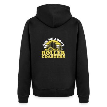 Achterbahn Rollercoaster Freizeitpark - Unisex Premium Bio Zip Hoodie - Schwarz - Hinten - Nico (187cm)