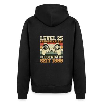 Level 25 Unlocked Legendary since 1999 - Unisex Premium Organic Zip Hoodie - black - Back - Nico (187cm)