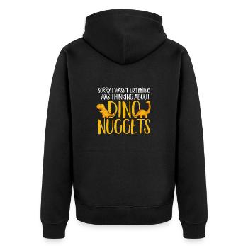 Dino Nuggets Dinosaurier Chicken Nuggets - Unisex Premium Bio Zip Hoodie - Schwarz - Hinten - Nico (187cm)