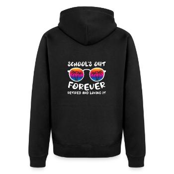 Schools Out Forever Retired Loving It Summer - Unisex Premium Bio Zip Hoodie - Schwarz - Hinten - Nico (187cm)