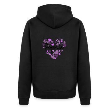 J’adore les cœurs Sophie en violet - Veste à capuche bio Premium Unisexe - noir - Dos - Nico (187cm)