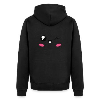 Visage Sourire Mignon Visage Heureux - Veste à capuche bio Premium Unisexe - noir - Dos - Nico (187cm)