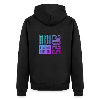 Abi 2025 - Limited Edition - Abitur - Spruch - Unisex Premium Bio Zip Hoodie - Schwarz - Hinten - Nico (187cm)