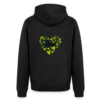 Ava Namensdesign mit herzförmigen grünen Herzen - Unisex Premium Bio Zip Hoodie - Schwarz - Hinten - Nico (187cm)
