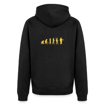 Imker Bienen Evolution Imkerei & Honig - Unisex Premium Bio Zip Hoodie - Schwarz - Hinten - Nico (187cm)