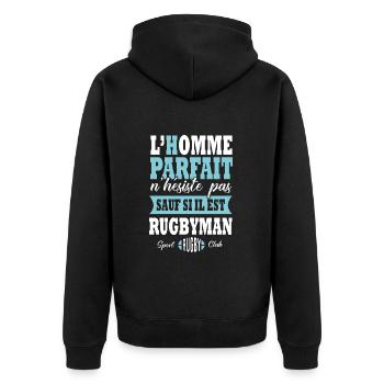 Rugby sport joueur de rugby rugbyman rugbymen - Veste à capuche bio Premium Unisexe - noir - Dos - Nico (187cm)